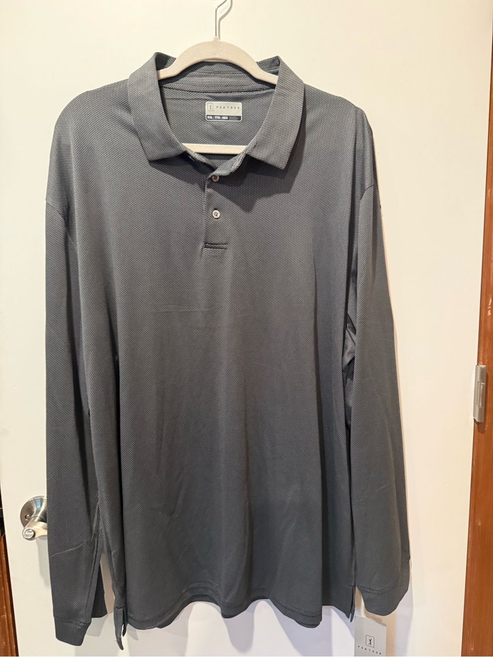 PGA Tour Men's Long-Sleeve Golf Polo Shirt - Gray
